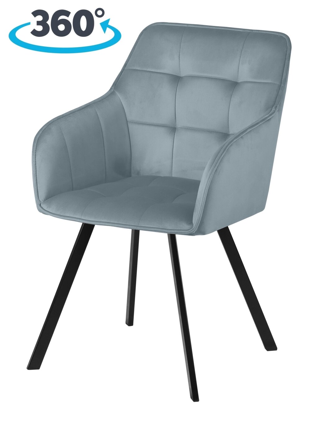 Кресло поворотное Мони, Confetti dusty blue/черный от компании Ассорти Мебель для ВСЕХ - фото 1