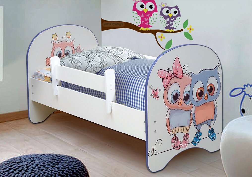 Кровать детская фотопечать без ящика "Совята" 80*160 от компании Ассорти Мебель для ВСЕХ - фото 1