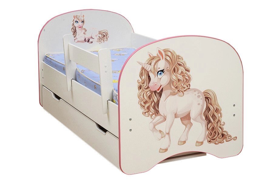 Кровать детская фотопечать  с 1-м ящиком Единорог 80*160 от компании Ассорти Мебель для ВСЕХ - фото 1