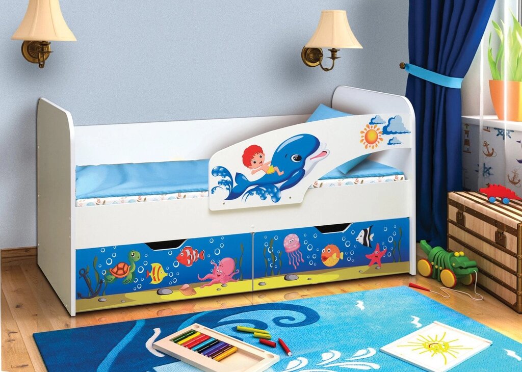 Кровать детская с фотопечатью Дельфин (ПФ) от компании Ассорти Мебель для ВСЕХ - фото 1