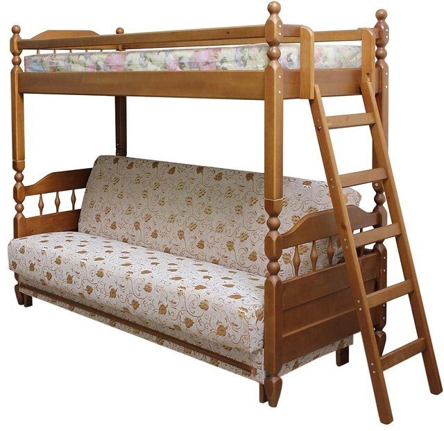 Кровать двухъярусная из массива  Юлия 3 с диваном от компании Ассорти Мебель для ВСЕХ - фото 1