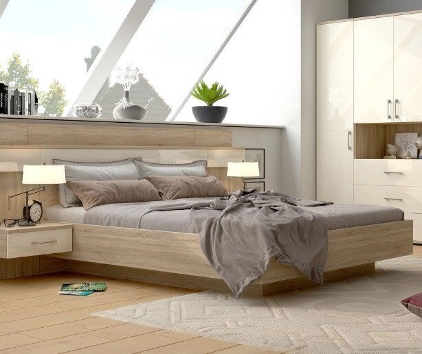 Кровать  КР-01  Lucido 1400 крем от компании Ассорти Мебель для ВСЕХ - фото 1