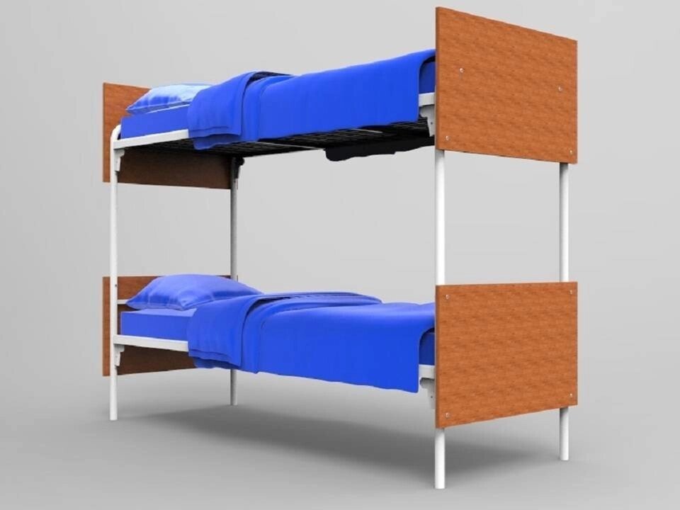 Кровать металлическая двухъярусная с ЛДСП К.28 от компании Ассорти Мебель для ВСЕХ - фото 1
