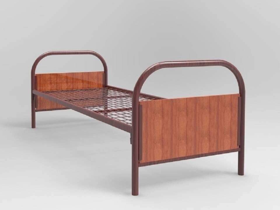 Кровать металлическая одноярусная с ЛДСП К.7.2 от компании Ассорти Мебель для ВСЕХ - фото 1