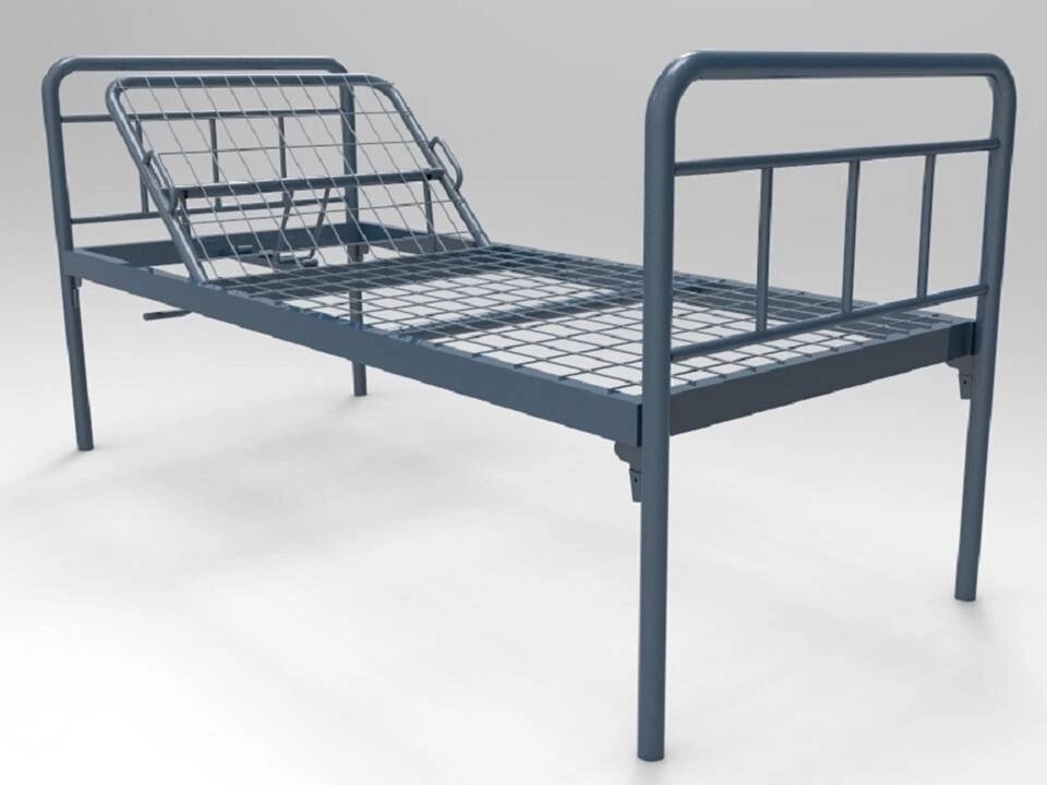 Кровать металлическая одноярусная с регулируемым подголовником К.3 от компании Ассорти Мебель для ВСЕХ - фото 1