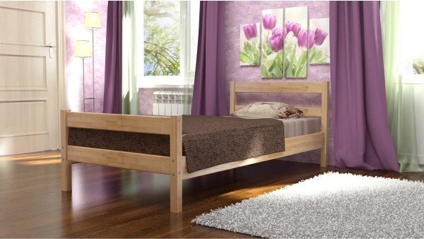 Кровать односпальная из массива В-1 90*200 от компании Ассорти Мебель для ВСЕХ - фото 1