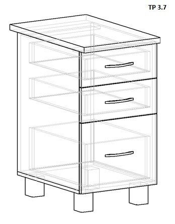 Кухонная тумба 3 ящика ТР 3.7 (400,500, 600,800 мм) от компании Ассорти Мебель для ВСЕХ - фото 1