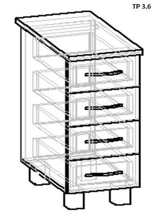Кухонная тумба 4 ящика ТР 3.6 (300,400,500 мм) от компании Ассорти Мебель для ВСЕХ - фото 1