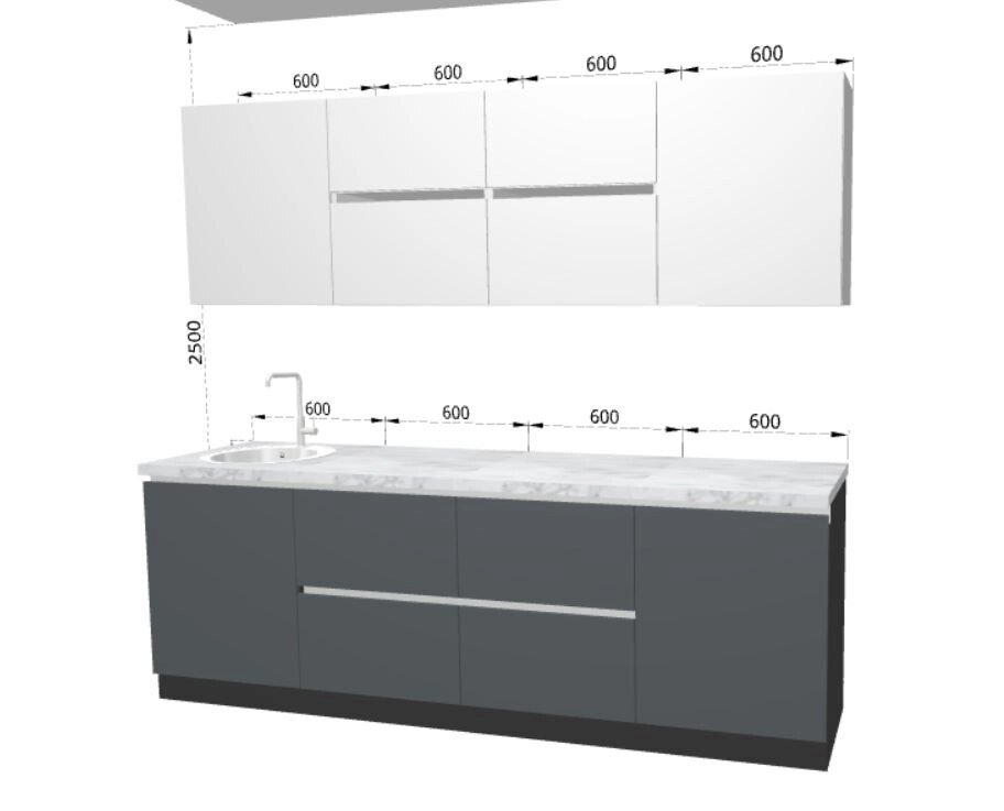 Кухонный набор ПРОФИ (Мрб) 2,4 м МДФ Белый софт\Графит софт от компании Ассорти Мебель для ВСЕХ - фото 1