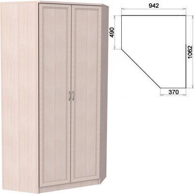 Несимметричный угловой шкаф со штангой, полками и двумя ящиками А 403 от компании Ассорти Мебель для ВСЕХ - фото 1