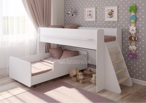 Детская выкатная двухъярусная кровать Легенда 23.3 белая