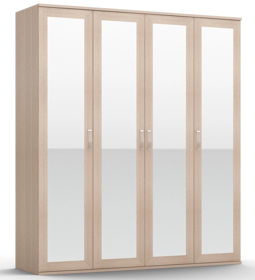 Шкаф для одежды ШО-04 GLOSS выбеленный дуб/зеркало 4шт от компании Ассорти Мебель для ВСЕХ - фото 1