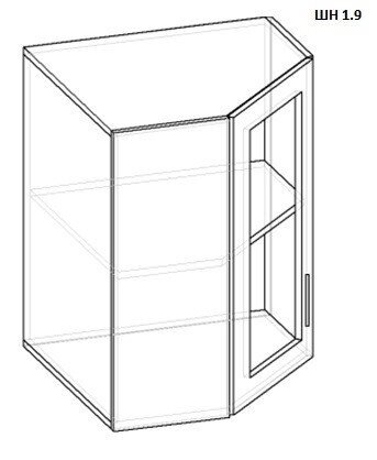 Шкаф навесной угловой со стеклом ШН 1.9 от компании Ассорти Мебель для ВСЕХ - фото 1
