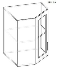 Шкаф навесной угловой со стеклом ШН 1.9