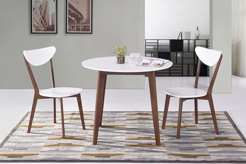 Стол круглый обеденный  «Боско» (Bosco) (белый+коричневый) от компании Ассорти Мебель для ВСЕХ - фото 1