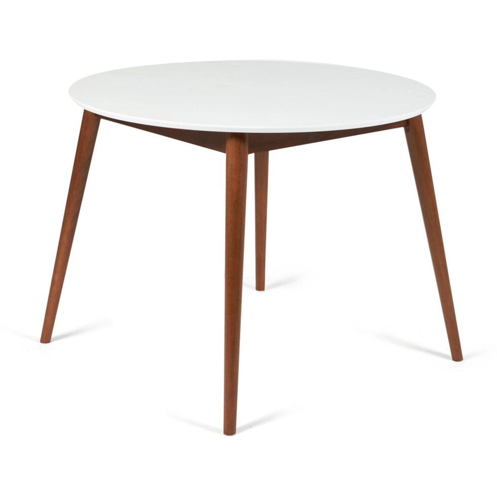 Стол круглый обеденный раскладной «Боско» (Bosco) (белый+коричневый) от компании Ассорти Мебель для ВСЕХ - фото 1