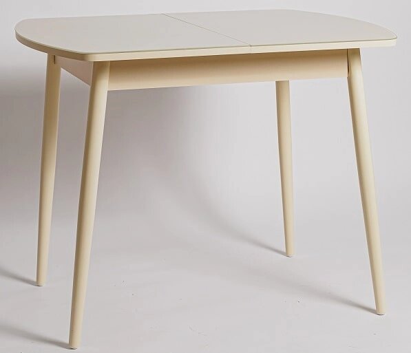 Стол раздвижной со стеклом Винер мини R (кремовый)(НМ) от компании Ассорти Мебель для ВСЕХ - фото 1
