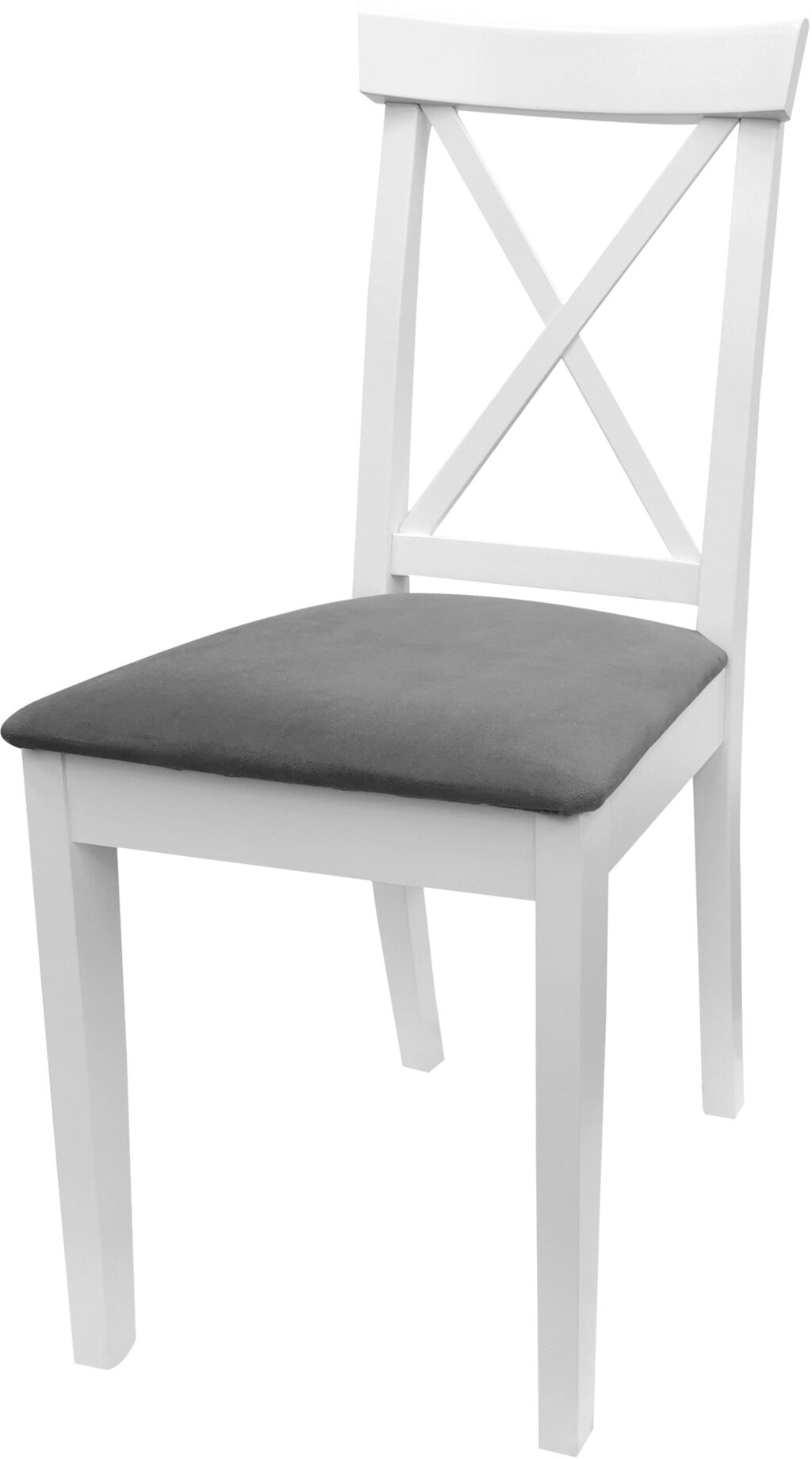 Стул деревянный с мягким сиденьем Бергольф Белый/серый велюр от компании Ассорти Мебель для ВСЕХ - фото 1
