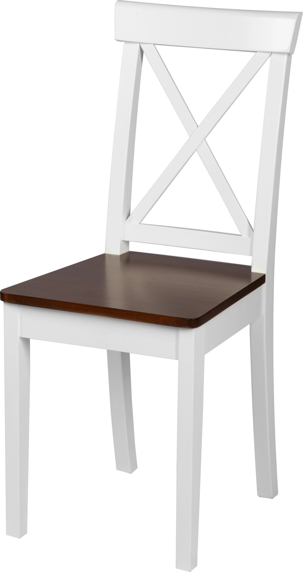 Стул деревянный с жестким сиденьем Бергольф Белый/темный орех от компании Ассорти Мебель для ВСЕХ - фото 1