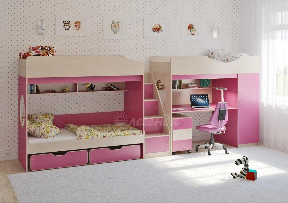 Трехъярусная  детская кровать Легенда 10.6 от компании Ассорти Мебель для ВСЕХ - фото 1