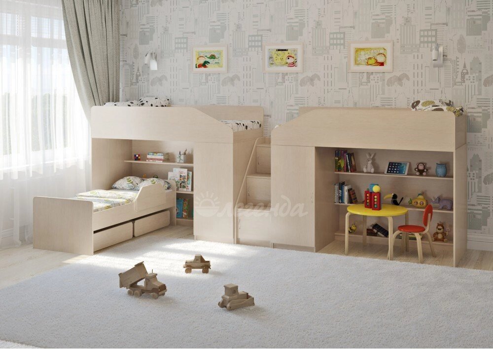 Трехъярусная  детская кровать Легенда 11.13 от компании Ассорти Мебель для ВСЕХ - фото 1