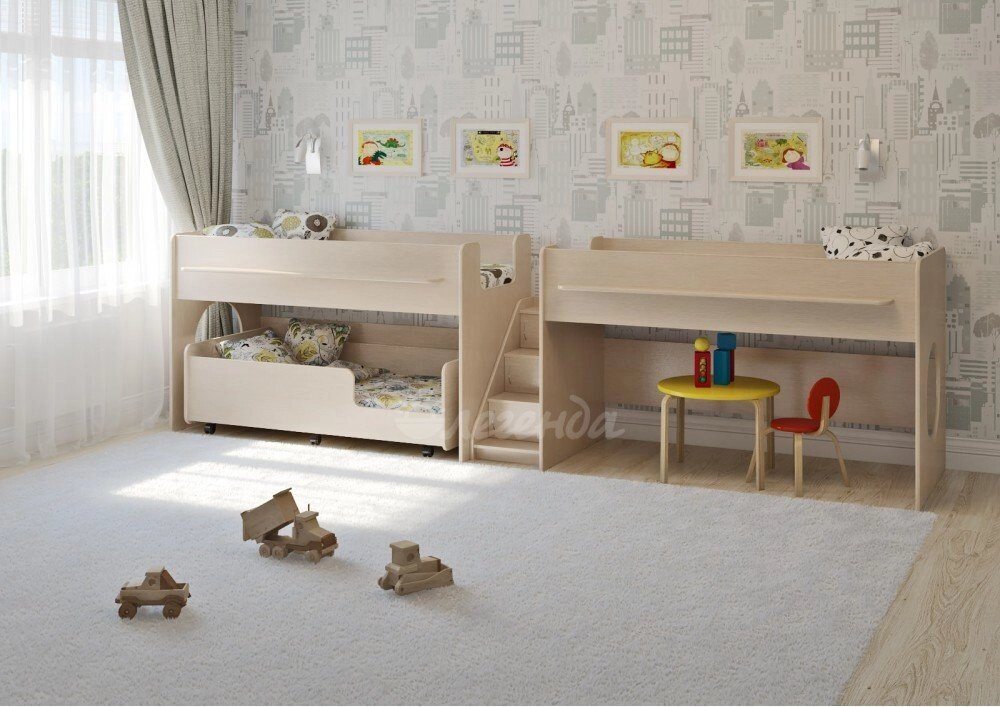 Трехъярусная  детская кровать Легенда 23.5 от компании Ассорти Мебель для ВСЕХ - фото 1