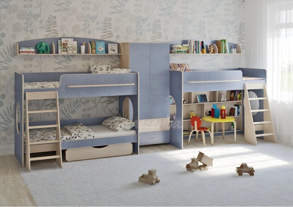 Трехъярусная  детская кровать Легенда 25.4 от компании Ассорти Мебель для ВСЕХ - фото 1