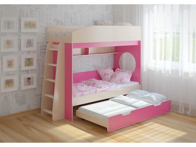 Трехъярусная выдвижная детская кровать Легенда 10.4 от компании Ассорти Мебель для ВСЕХ - фото 1