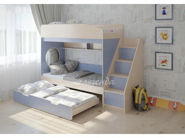 Трехъярусная выкатная детская кровать Легенда 10.5 от компании Ассорти Мебель для ВСЕХ - фото 1
