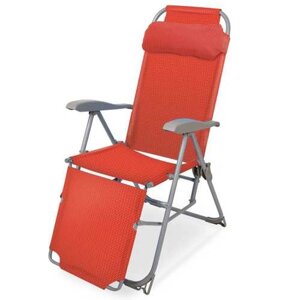 Шезлонг для дачи, кресло складное Ника К3 цвет гранатовый, с подножкой и подголовником