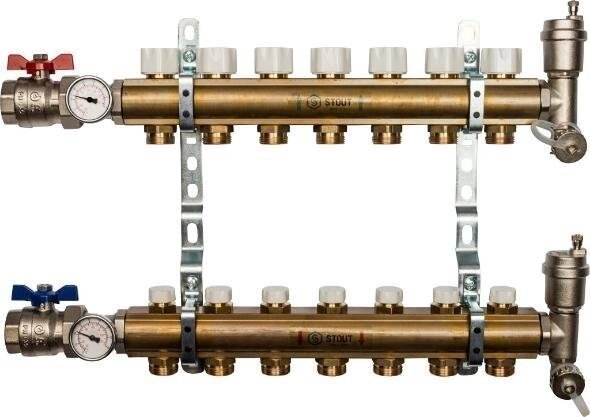 Коллекторный блок в сборе из латуни 1"х3/4"х10 STOUT / СТАУТ  SMB 0468 0000010 от компании Компания "Три Дюйма" - фото 1