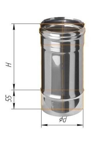Труба дымоходная для газовых котлов из нержавейки (0,5 мм) L= 250 мм, D= 135 мм - отзывы