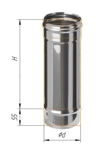 Труба дымоходная длч газовых котлов из нержавейки (0,5 мм) L= 500 мм, D= 100 мм - сравнение