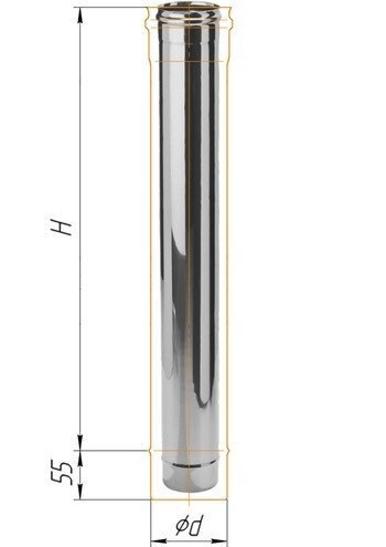 Труба дымоходная для газовых котлов  из нержавейки (0,5 мм) L=1000 мм, D = 130 мм - Компания &quot;Три Дюйма&quot;