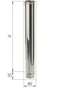 Труба дымоходная для газовых котлов из нержавейки (0,5 мм) L=1000 мм, D = 130 мм