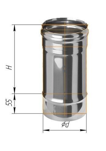 Труба дымоходная для газовых котлов из нержавейки (0,5 мм) L= 250 мм, D= 140 мм - интернет магазин