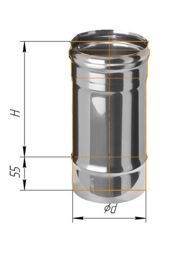 Труба дымоходная для газовых котлов из нержавейки (0,5 мм) L= 250 мм, D= 130 мм - сравнение