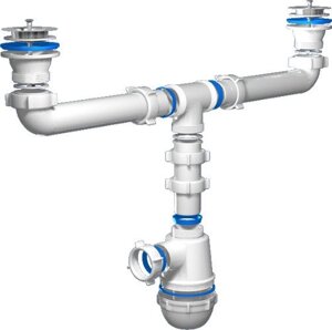 Сифон для двойной кухонной мойки 11/2"-40 Ани-Пласт А 3000 (Россия)