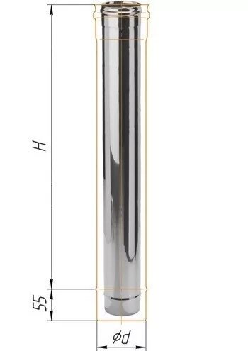 Труба дымоходная для газовых котлов  из нержавейки (0,5 мм) L=1000 мм, D = 180 мм - Компания &quot;Три Дюйма&quot;