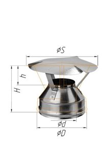 Оголовок для сэндвич дымохода из нержавеющей стали, d=150х250