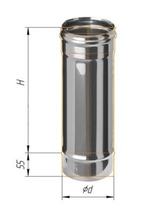 Труба дымоходная для газовых котлов из нержавейки (0,5 мм) L= 250 мм, D= 100 мм
