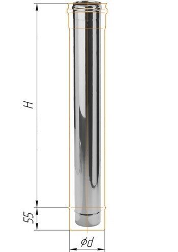 Труба дымоходная для газовых котлов  из нержавейки (0,5 мм) L=1000 мм, D = 135 мм от компании Компания "Три Дюйма" - фото 1