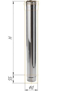 Труба дымоходная для газовых котлов из нержавейки (0,5 мм) L=1000 мм, D = 150 мм