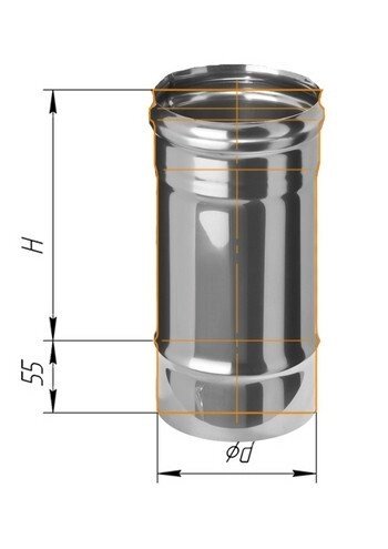 Труба дымоходная для газовых котлов из нержавейки (0,5 мм) L= 250 мм, D= 130 мм от компании Компания "Три Дюйма" - фото 1