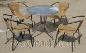 Комплект мебели для кафе из ротанга для улицы Ротанг-5 (стол. диам. 80см+4 кресла) - скидка