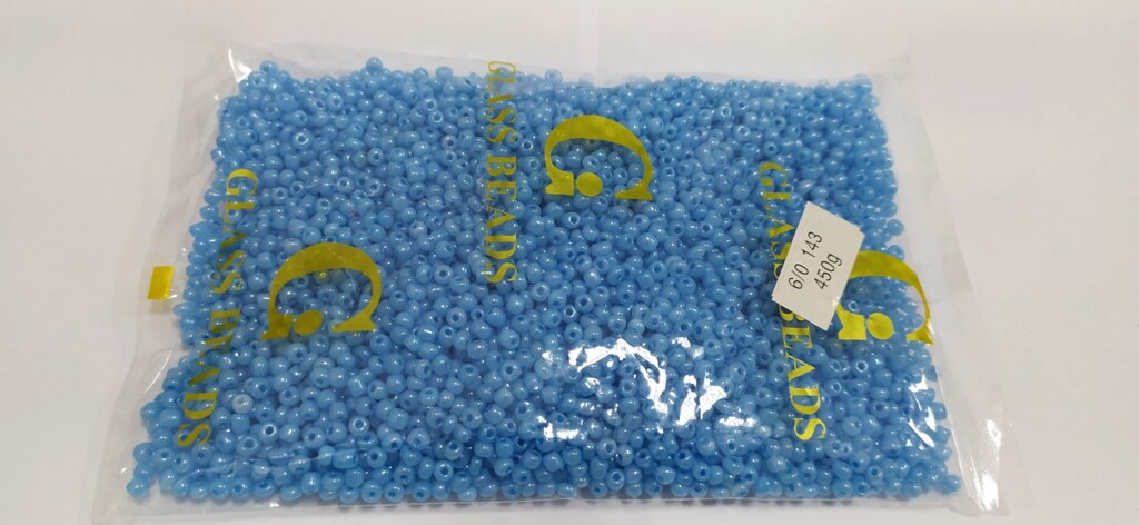 Бисер КИТАЙ №6, 450гр (голубой перламутровый) от компании Магазин ШвейМаг - фото 1