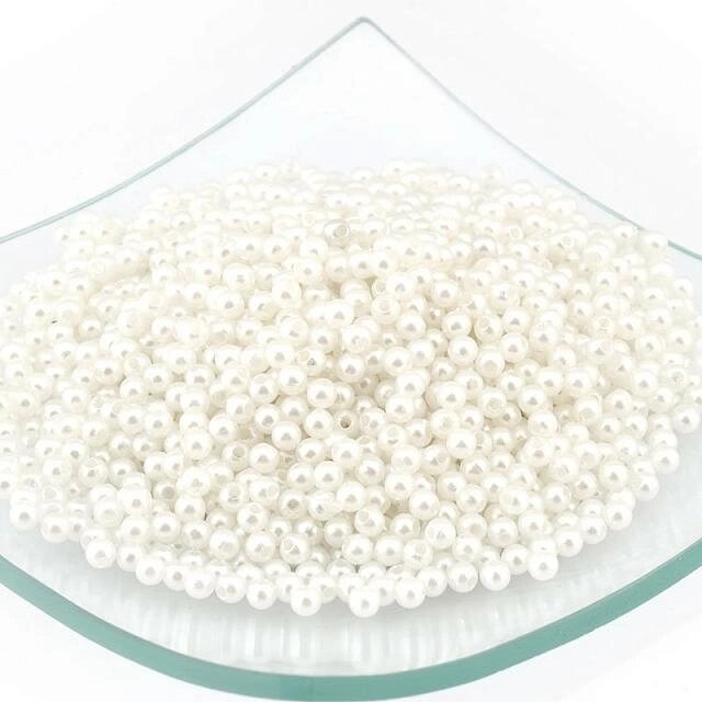 Бусины пластиковые перламутровые d-10мм,100гр  (белый под жемчуг) от компании Магазин ШвейМаг - фото 1