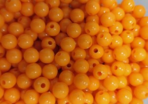 Бусины пластиковые перламутровые d-10мм,100гр (оранжевый матовый)