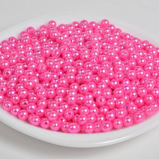 Бусины пластиковые перламутровые d-10мм,100гр  (розовый) от компании Магазин ШвейМаг - фото 1