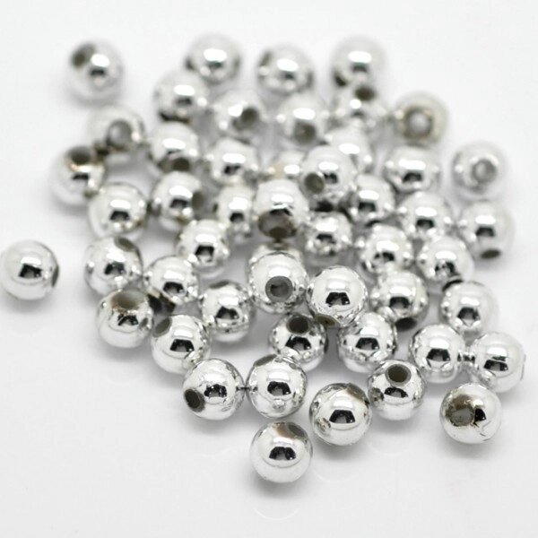 Бусины пластиковые перламутровые d-10мм,100гр (серебро металлизированное) от компании Магазин ШвейМаг - фото 1